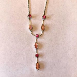 Ann Klein Gold-Tone Peach Pink Pendant Necklace